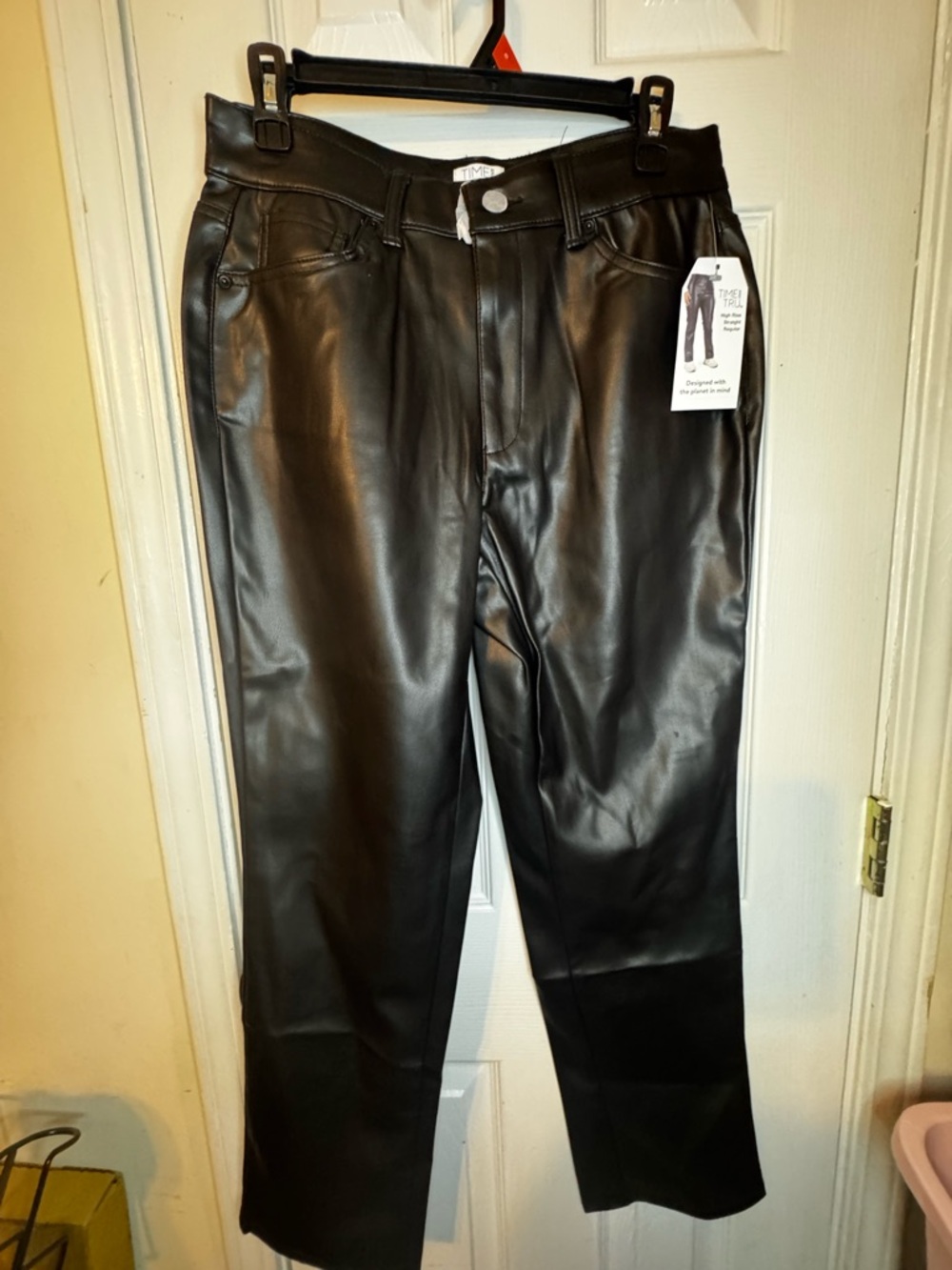 Time and Tru Black Faux Leather Pants size 8